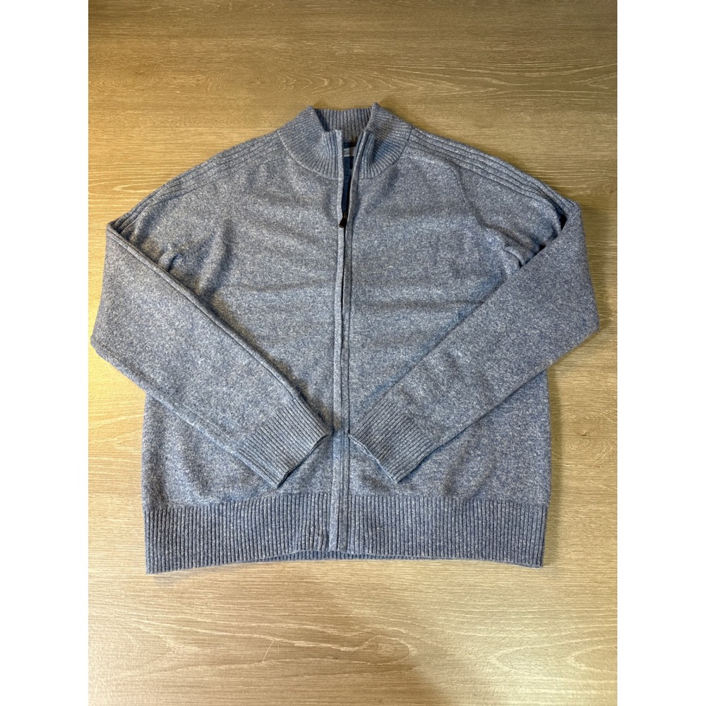 Croft & Barrow Mens S Blue Full Zip Mock Neck Sweater Heathered Knit Cardigan